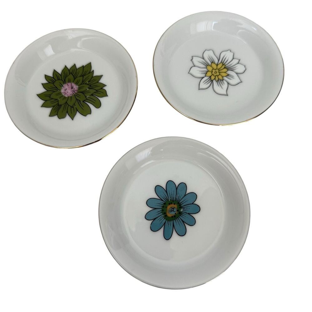 Creative Coasters Vintage Porcelain 70s Funky Floral Ring Dish Trinket Dish MCM